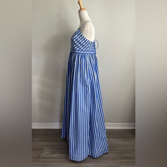 J. Crew Blue & White Striped Maxi Dress | Size 14 | 100% Cotton | Like New - Picture 3 of 10